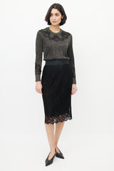 Dolce & Gabbana Gold & Black Floral Glitter Sweater