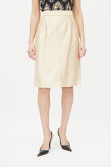 Dolce & Gabbana Gold Brocade Pencil Midi Skirt