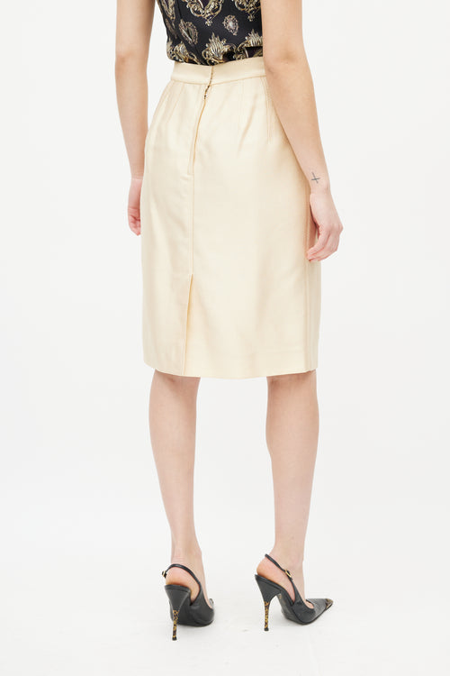 Dolce & Gabbana Gold Brocade Pencil Midi Skirt