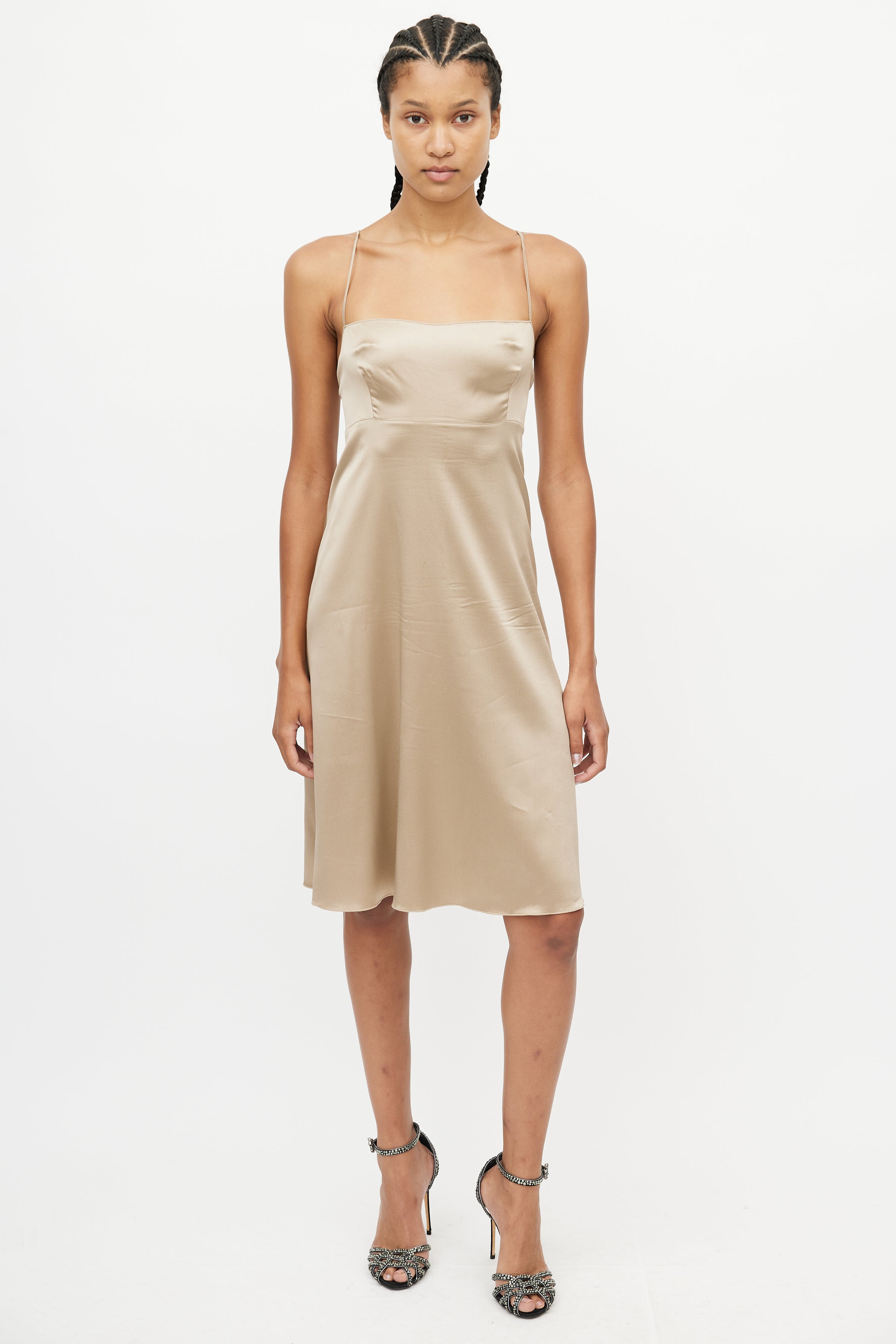 Dolce & Gabbana // Gold Satin Mini Dress VSP Consignment Dolce & Gabbana // Gold Satin Mini Dress VSP Consignment