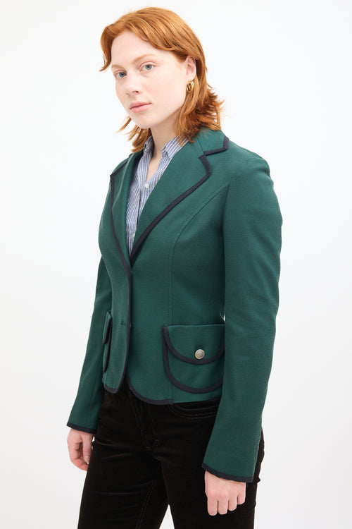 Dolce & Gabbana Green & Black Trim Blazer