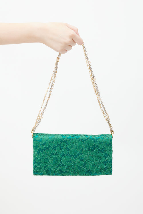 Dolce & Gabbana Green & Gold Borsa De Sera Lace Bag