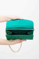 Dolce & Gabbana Green & Gold Borsa De Sera Lace Bag