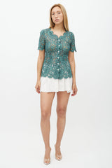 Dolce & Gabbana Green Lace Button Up Top