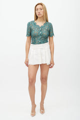 Dolce & Gabbana Green Lace Button Up Top