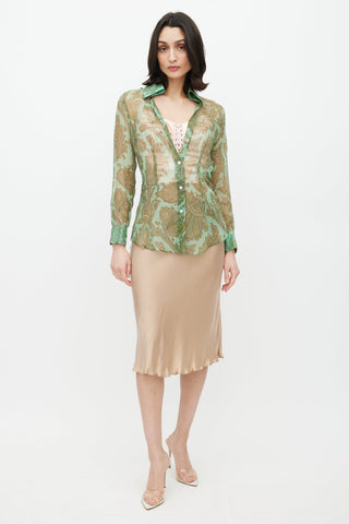 Dolce & Gabbana Green Paisley Silk Shirt