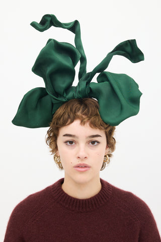 Dolce & Gabbana Green Satin Bow Headband