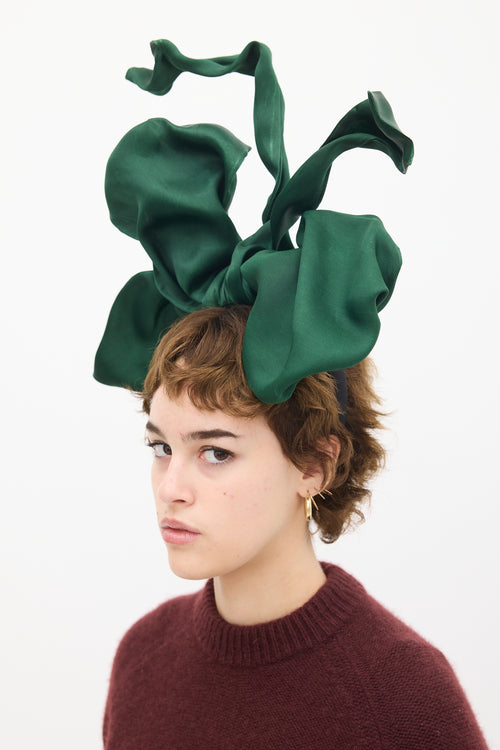 Dolce & Gabbana Green Satin Bow Headband