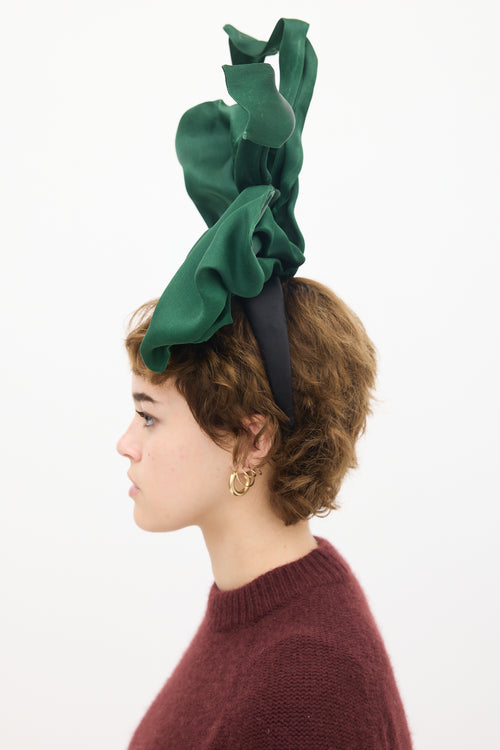 Dolce & Gabbana Green Satin Bow Headband