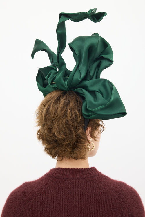 Dolce & Gabbana Green Satin Bow Headband