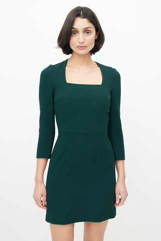 Dolce & Gabbana Green Three Quarter Sleeve Dress