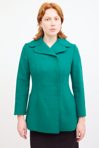 Dolce & Gabbana Green Wool & Silk Double Breasted Jacket