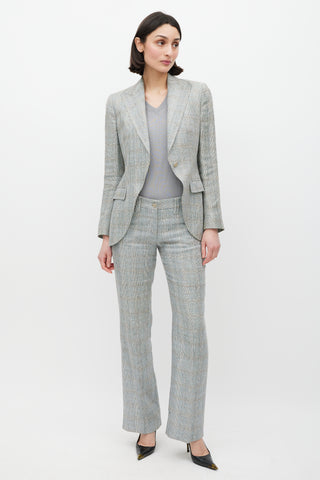 Dolce & Gabbana Grey & Beige Linen Two Piece Suit