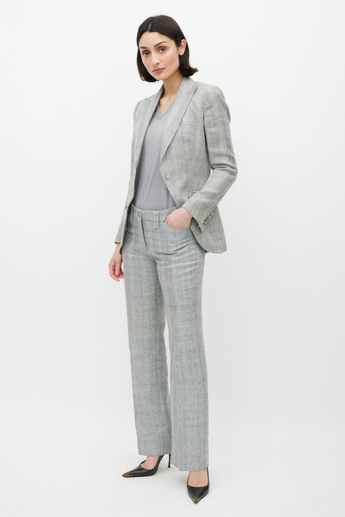 Dolce & Gabbana Grey & Beige Linen Two Piece Suit