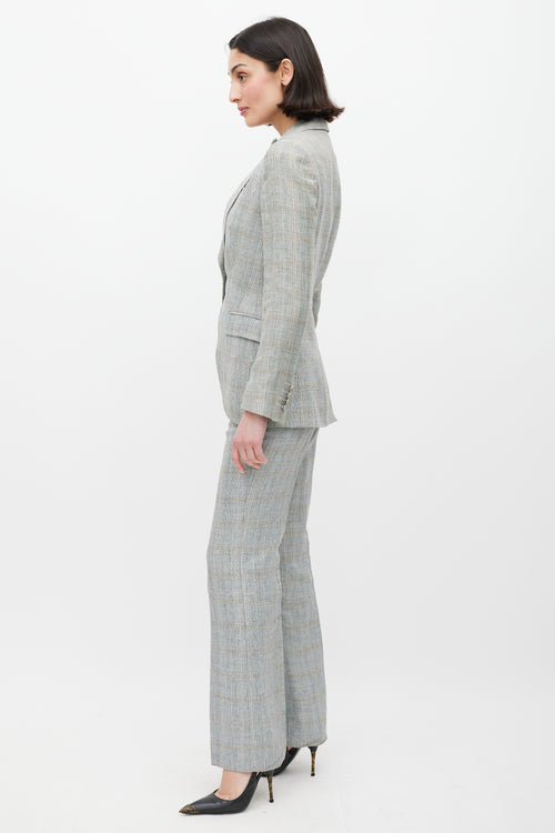 Dolce & Gabbana Grey & Beige Linen Two Piece Suit