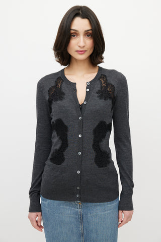 Dolce & Gabbana Grey & Black Lace Cardigan