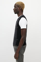 Dolce & Gabbana Grey & Black Wool Knitted Side Vest
