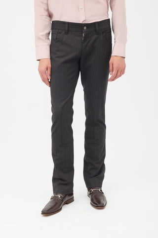 Dolce & Gabbana Grey Slim Leg Velcro Cuff Trouser