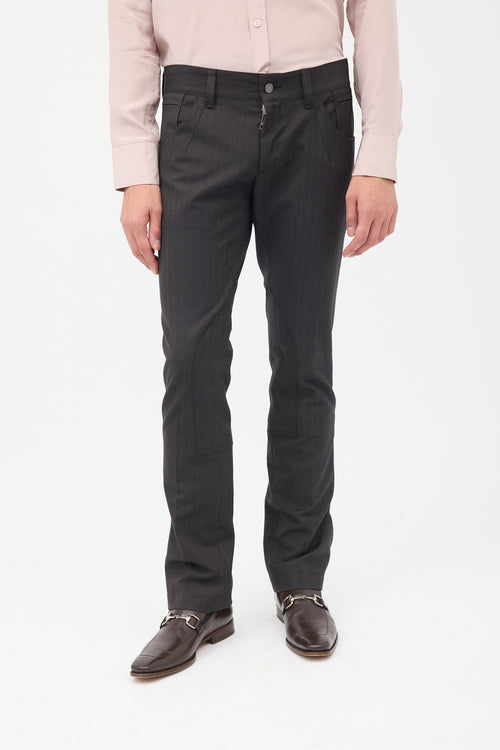 Dolce & Gabbana Grey Slim Leg Velcro Cuff Trouser