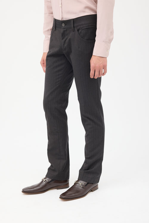 Dolce & Gabbana Grey Slim Leg Velcro Cuff Trouser