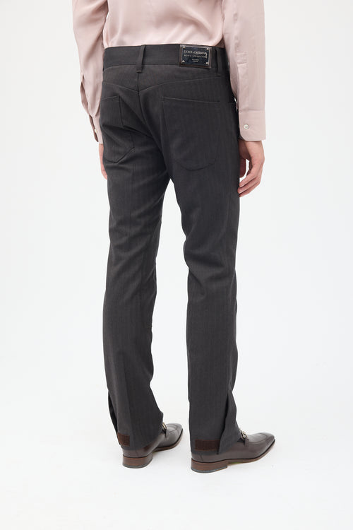 Dolce & Gabbana Grey Slim Leg Velcro Cuff Trouser