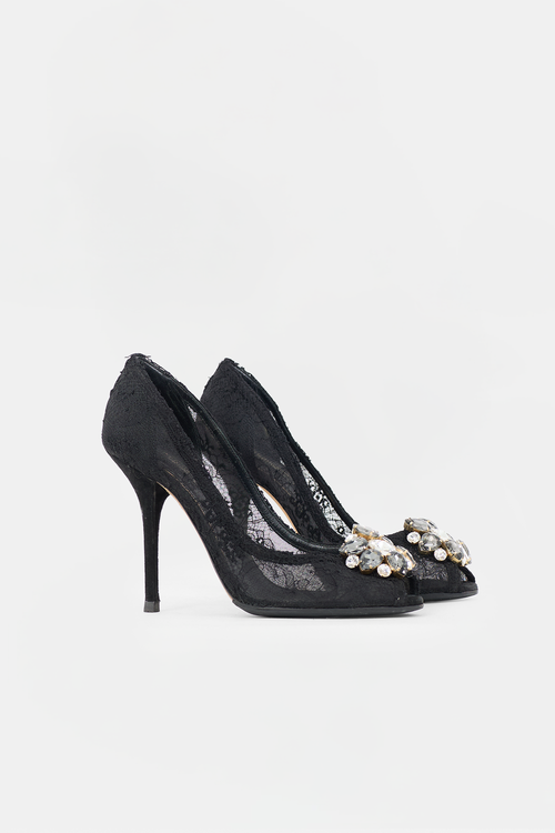 Dolce & Gabbana Lace Embellished Pump
