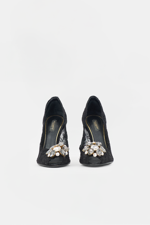 Dolce & Gabbana Lace Embellished Pump