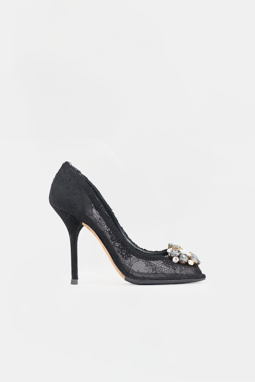 Dolce & Gabbana Lace Embellished Pump