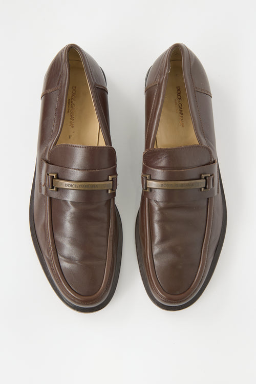 Dolce & Gabbana Leather Logo Bar Loafer