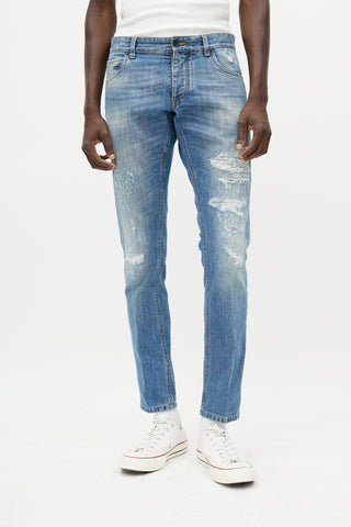 Dolce & Gabbana Light Wash Distressed Slim Jeans