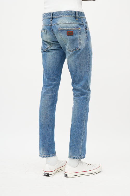 Dolce & Gabbana Light Wash Distressed Slim Jeans