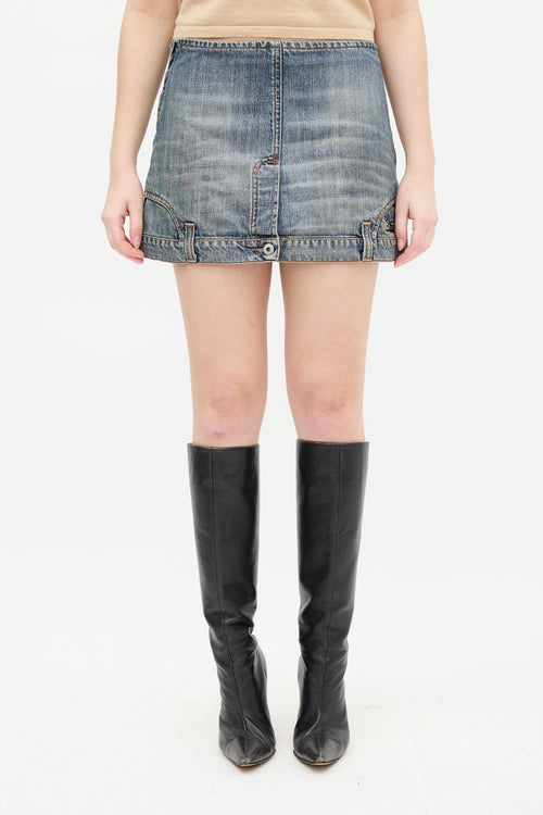 Dolce & Gabbana Medium Wash Upside Down Denim Skirt