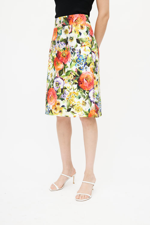 Dolce & Gabbana Multicolour Floral Brocade Skirt