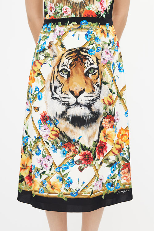 Dolce & Gabbana Multicolour Floral & Print Silk Dress