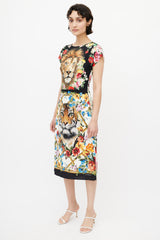 Dolce & Gabbana Multicolour Floral & Print Silk Dress