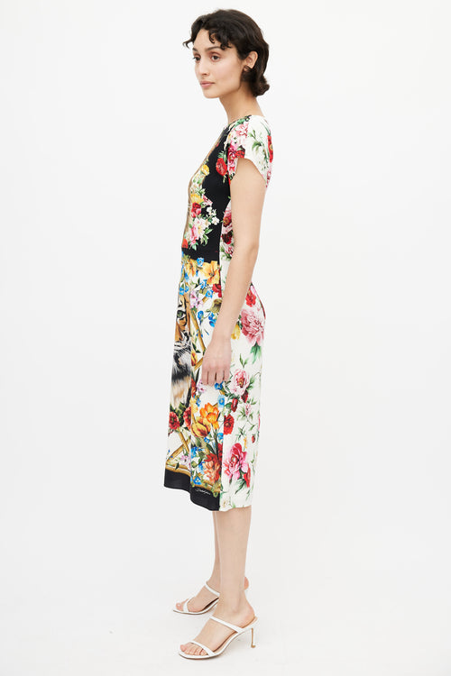 Dolce & Gabbana Multicolour Floral & Print Silk Dress