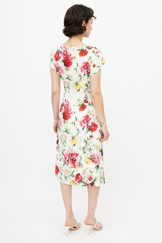 Dolce & Gabbana Multicolour Floral & Print Silk Dress