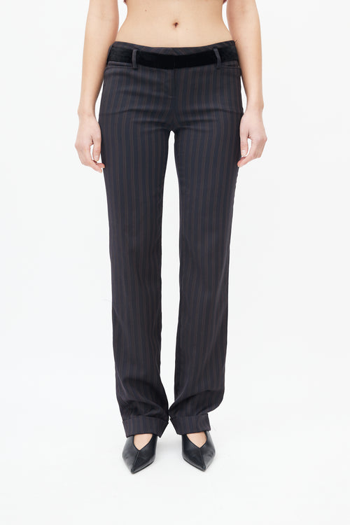 Dolce & Gabbana Navy & Brown Pinstripe Trouser