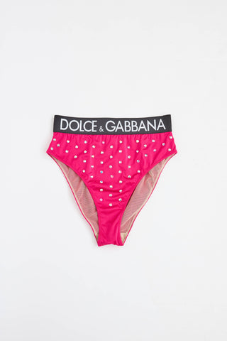 Dolce & Gabbana Embellished Logo Swim Brief