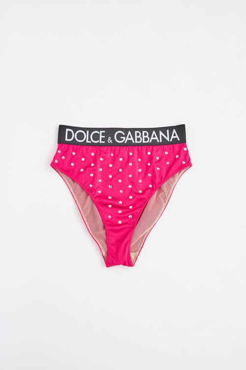 Dolce & Gabbana Embellished Logo Swim Brief