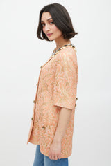 Dolce & Gabbana Pink & Gold Shiny Floral Brocade Embellished Jacket
