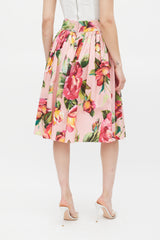 Dolce & Gabbana Pink & Multicolour Cotton Floral Skirt