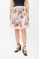 Dolce & Gabbana Pink & Multicolour Floral Silk Skirt