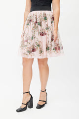 Dolce & Gabbana Pink & Multicolour Floral Silk Skirt