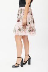 Dolce & Gabbana Pink & Multicolour Floral Silk Skirt
