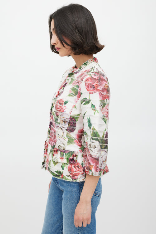 Dolce & Gabbana Pink & Multicolour Silk Floral Panelled Jacket
