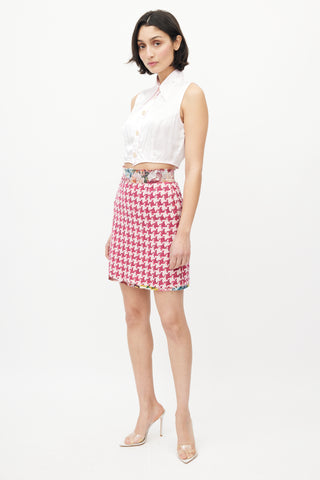 Dolce & Gabbana Pink & Multicolour Tweed Skirt