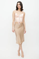Dolce & Gabbana Pink Satin Lace Up Corset