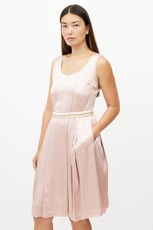 Dolce & Gabbana Pink Silk Ruffled Dress