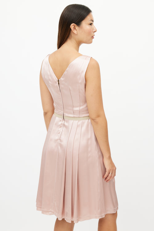 Dolce & Gabbana Pink Silk Ruffled Dress